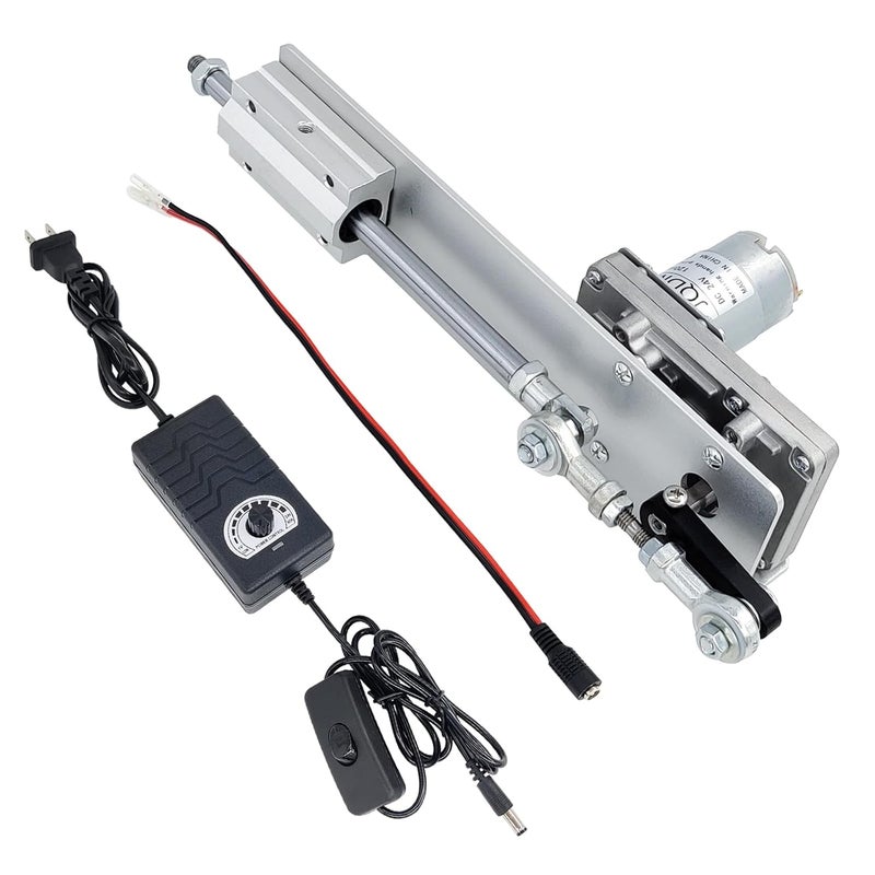 JQDML Store محرك خطي متذبذب DC 24V 120RPM سكتة 2cm-8cm قابل للتعديل مع محرك تلسكوبي ووحدة تحكم في السرعة (24V80mm120rpm) - Image 1